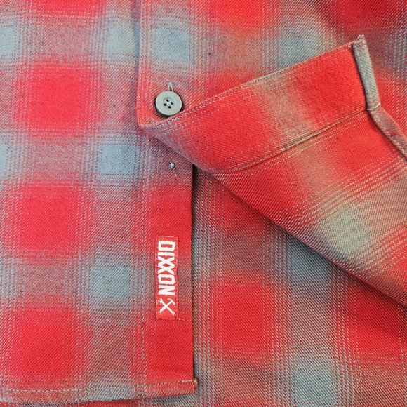 DIXXON The Pulaski OG  Flannel Men's Long Sleeve Button Down Red & Gray Shirt L - Picture 8 of 12
